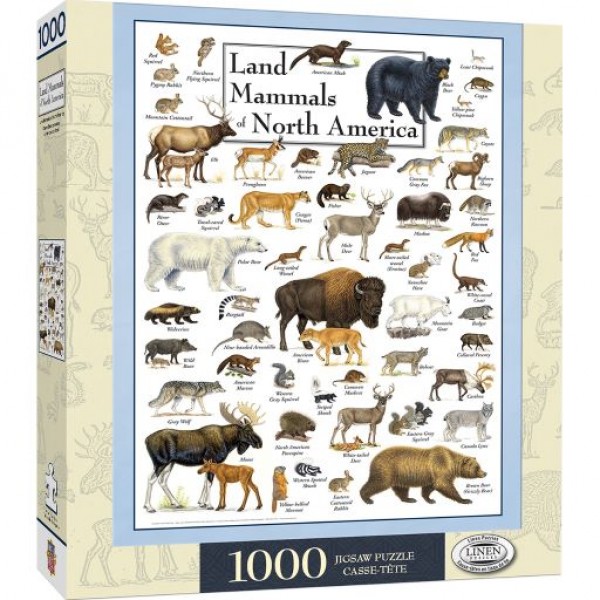 Zwierzęta lądowe Ameryki Północnej, 1000el.(Puzzle+plakat) - Sklep Art Puzzle
